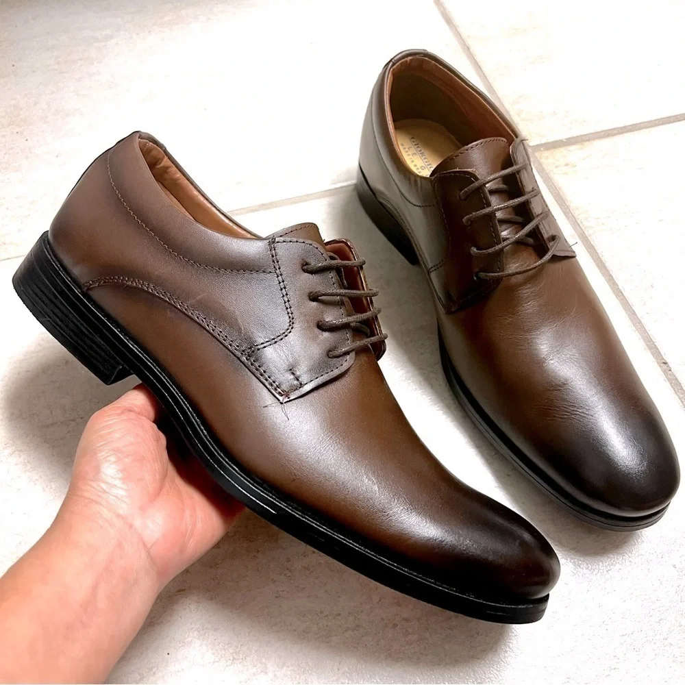 NWOT Giorgio Brutini Hubert Plain Toe dark brown ombré Oxford shoes men size 11